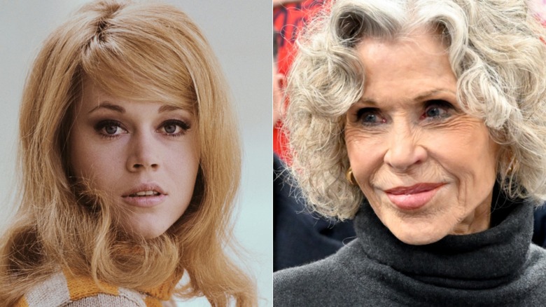 Headshot of Jane Fonda in the 1970s and Jane Fonda in 2026