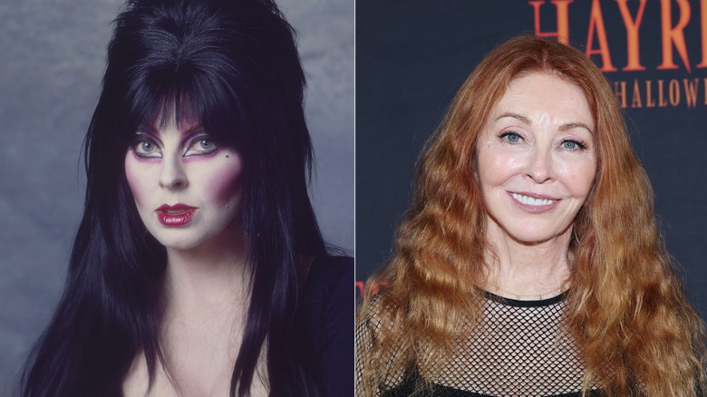 Cassandra Peterson in the '80s as Elvira and now