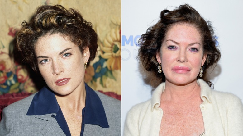 Split image of Lara Flynn Boyle in 1992 and 2017