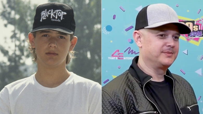 Split image of Brandon Call posing for in 1992 & at 90s Con in 2024