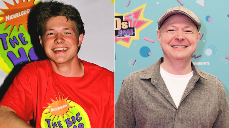 Split image of Nate Richert at a Nickelodeon event in 1998 & attending '90s Con in 2024