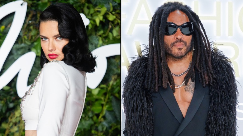 Adriana Lima side by side with Lenny Kravitz