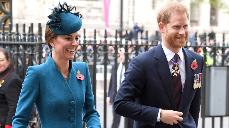 Princess Kate and Prince Harry during a royal outing in 2019
