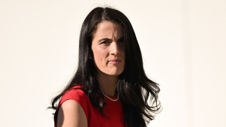 Tatiana Schlossberg wearing red dress