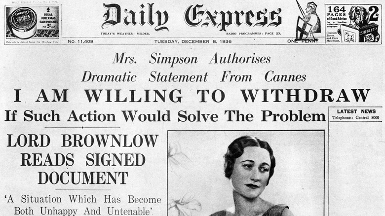 Old newspaper article about Wallis Simpson