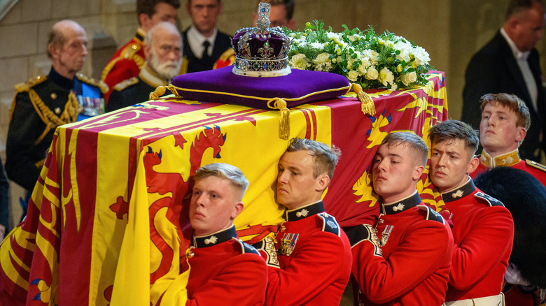 Queen Elizabeth's coffin carried inside Westminster Hall