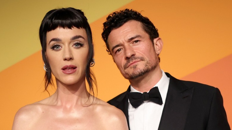 Katy Perry and Orlando Bloom attend the 2025 Vanity Fair Oscar Party in Beverly Hills, CA