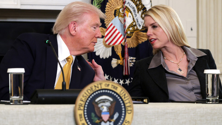 Donald Trump and Pam Bondi speaking