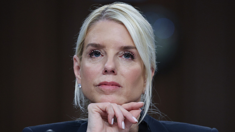 Pam Bondi looking lost in thought
