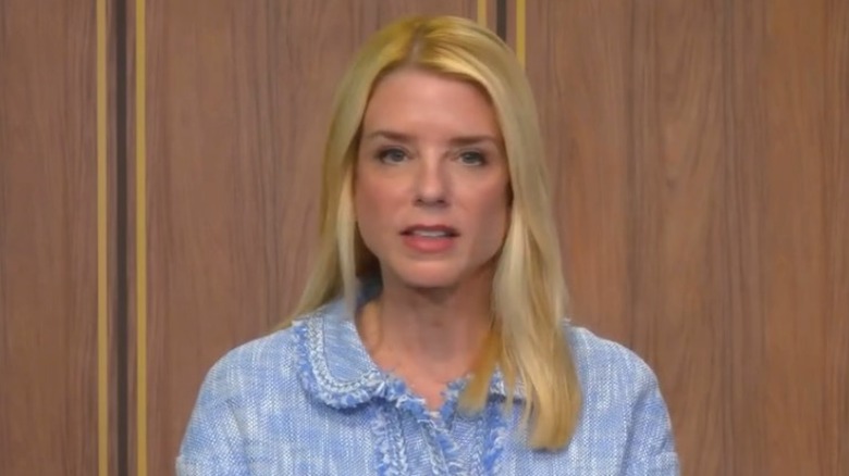 Pam Bondi delivers a press statement on camera (2025)