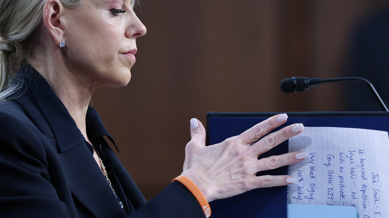 Pam Bondi at the October 7, 2025 Senate Judiciary Committee hearing with her preplanned attacks against Democrat senators.