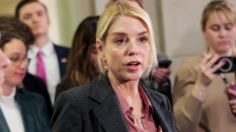 Pam Bondi speaks with the media in the Capitol