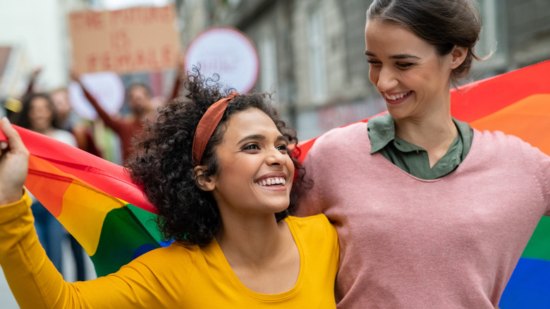 Women at pride parade 