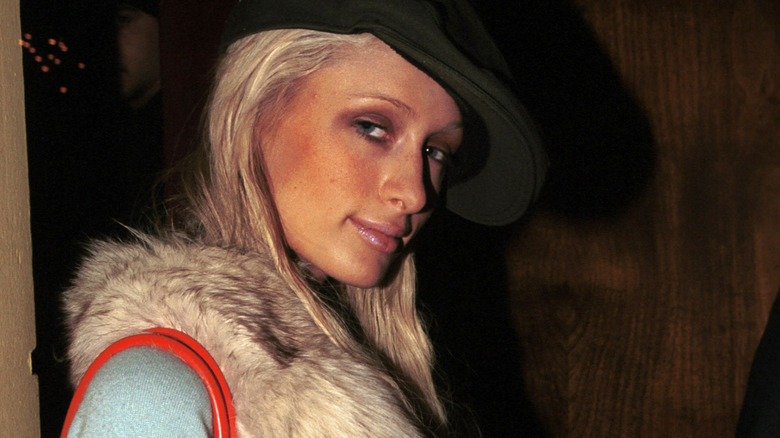 Paris Hilton looking sideways into the camera