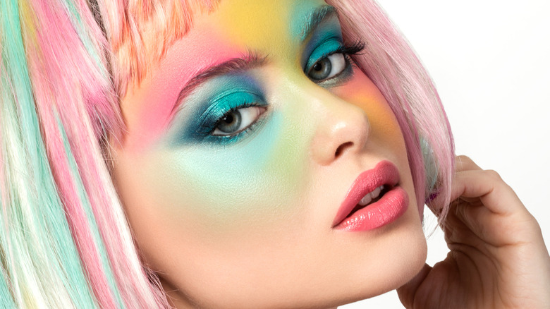 woman with pastel makeup and hair