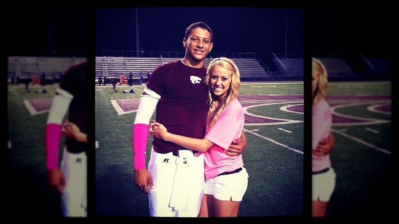 High schoolers Patrick Mahomes and Brittany Mahomes hug