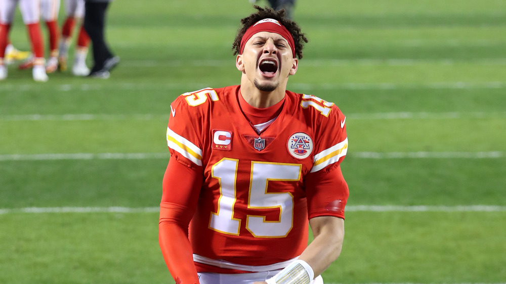 Patrick Mahomes celebrating during an NFL game