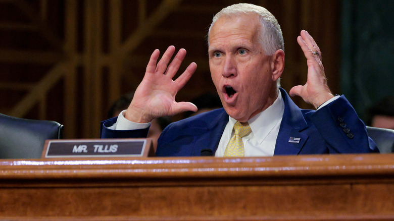 Thom Tillis speaking animatedly