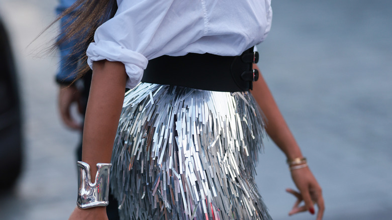 Tinsel skirt at 2022 Fashion Week