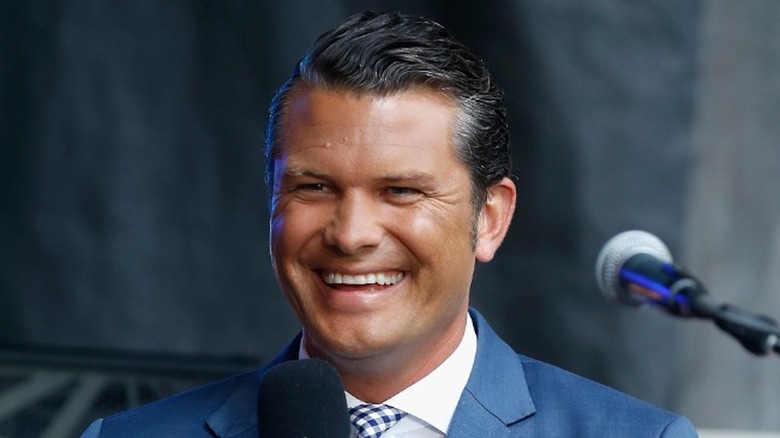Pete Hegseth on stage during a performance on "Fox and Friends" in New York City, NY (2018)