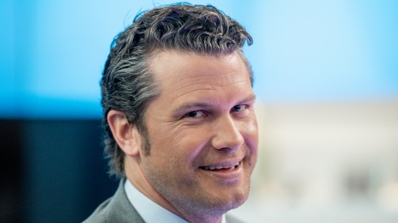 Pete Hegseth on the set of "Fox and Friends" at Fox News Channel Studios in New York City, NY (2019)