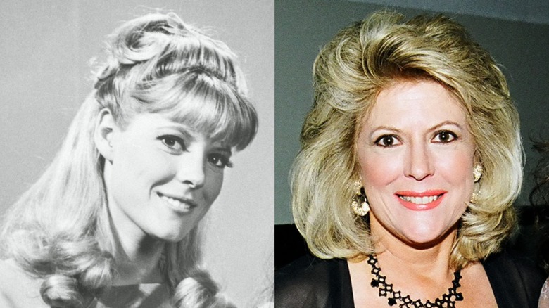 Split image of Meredith MacRae in Petticoat Junction and in 1998