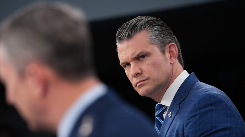 Pete Hegseth scowling
