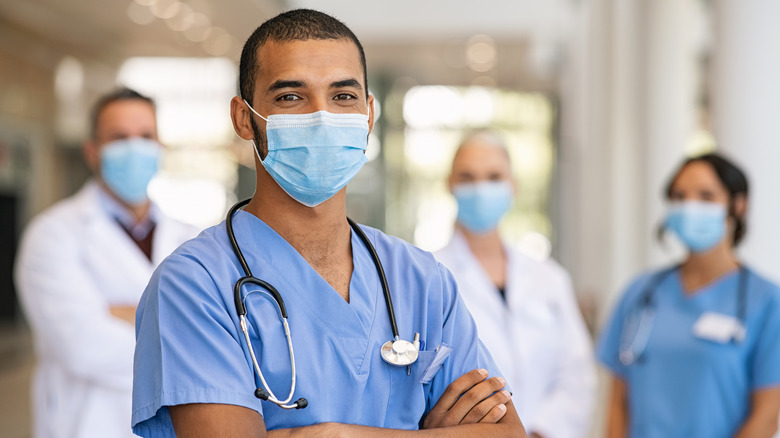 Healthcare professionals with masks