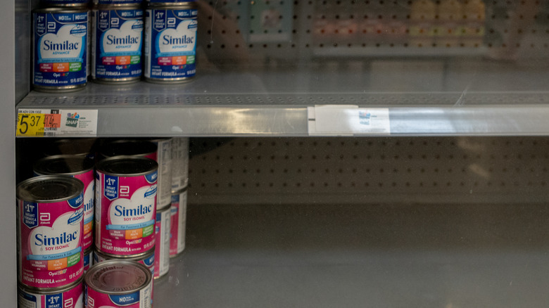 empty infant formula shelves at Walmart