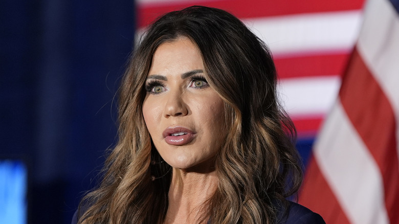 Close up of Kristi Noem speaking