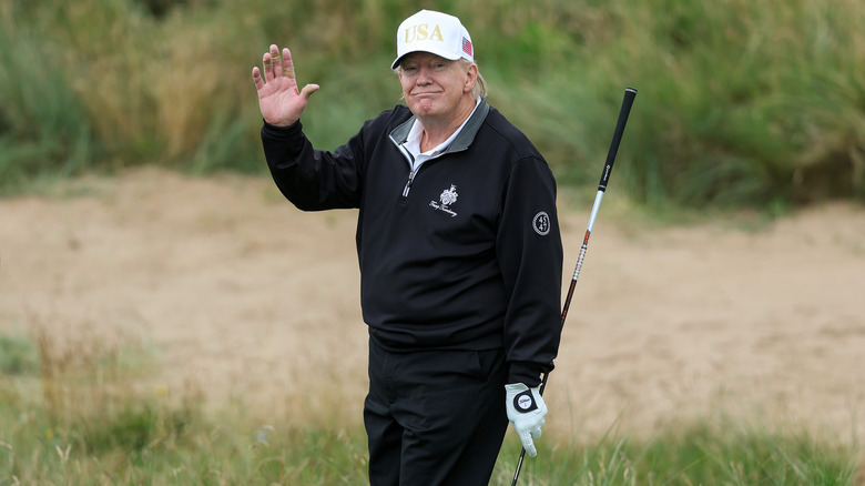 Donald Trump golfing and not wearing bronzer.