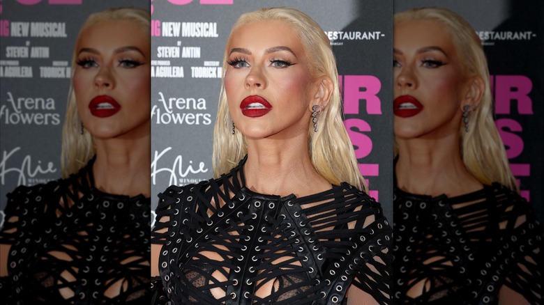 Christina Aguilera looking up