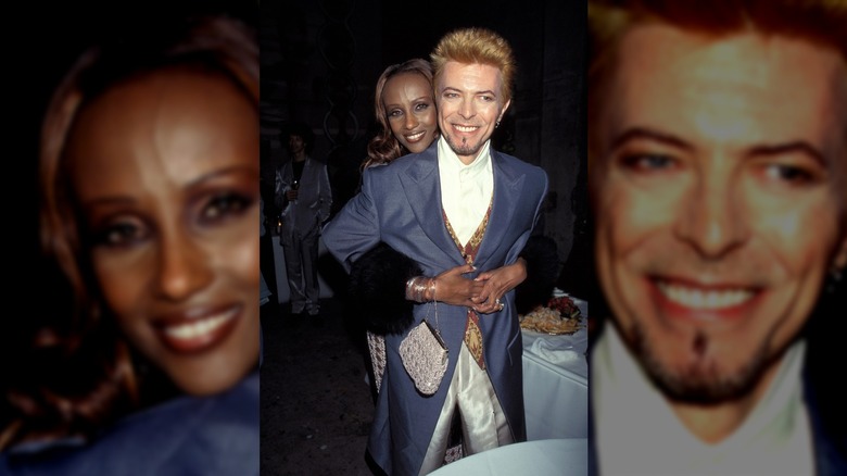 Iman and David Bowie during David Bowie's 50th Birthday Celebration Concert at Madison Square Garden in New York City, New York, United States.