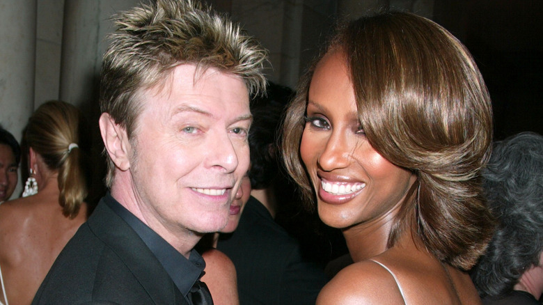 David Bowie and Iman during 2005 CFDA Fashion Awards - Inside the Dinner, Green Room & Departures at New York Public Library in New York City, New York