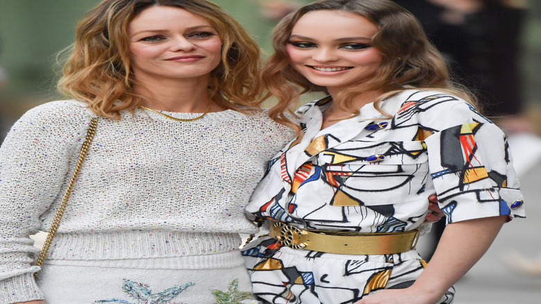 Lily-Rose Depp and Vanessa Paradis smiling side by side
