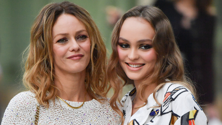 Lily-Rose Depp and Vanessa Paradis smiling side by side