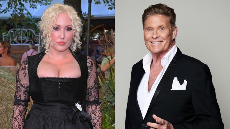 Split image of Hayley Hasselhoff vs. David Hasselhoff