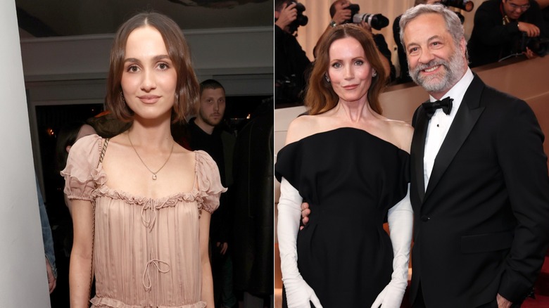 Split image of Maude Apatow vs. Leslie Mann and Judd Apatow