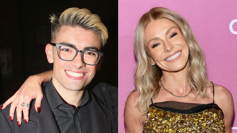 Split image of Michael Consuelos vs. Kelly Ripa