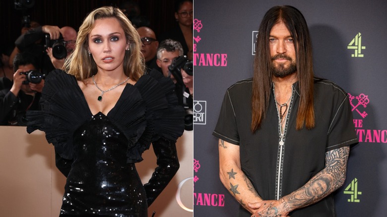 Split image of Miley Cyrus vs. Billy Ray Cyrus