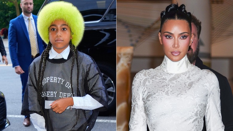 Split image of North West vs. Kim Kardashian