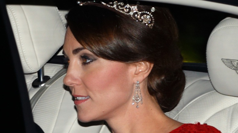Princess Catherine profile shot in the car on her way to a state visit
