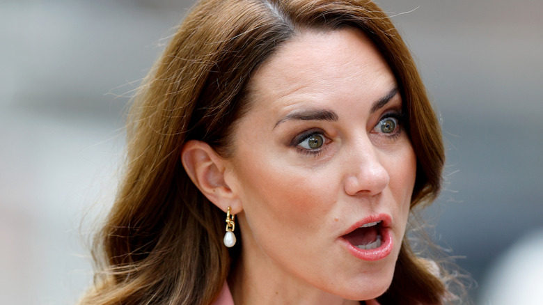 Close-up of Princess Catherine at the Foundling Museum with wide eyes