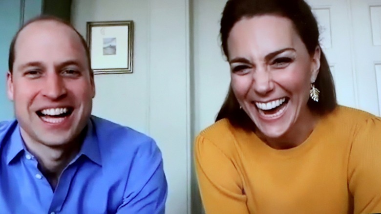 Prince William and Princess Catherine on a video call in 2020