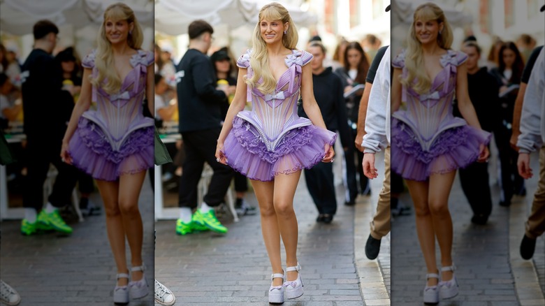 Meghan Trainor is seen filming a music video at The Grove on November 03, 2025 in Los Angeles, California