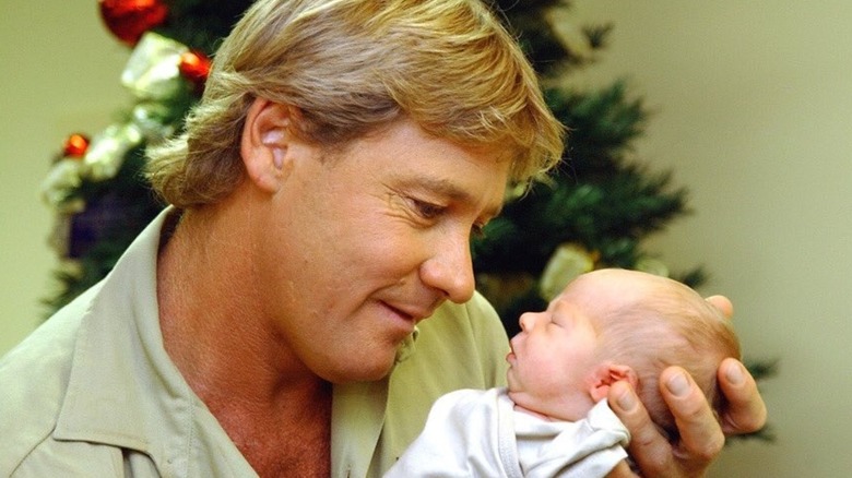 Steve Irwin holding baby Robert Irwin