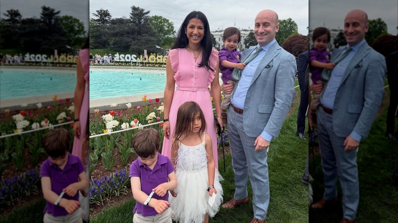Stephen and Katie Miller posing with their kids