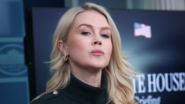 Karoline Leavitt speaks during a news briefing at the White House on January 26, 2026 in Washington, DC