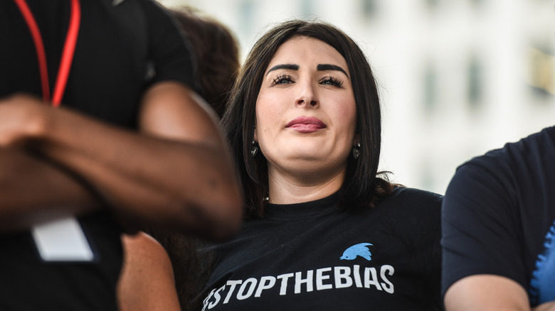 Laura Loomer backstage during a "Demand Free Speech" rally on July 6, 2019 in Washington, DC