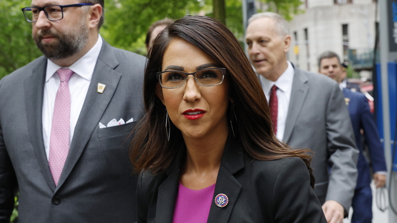 ​​Lauren Boebert arrives at a press conference outside of Manhattan Criminal Court on May 16, 2024 in New York City